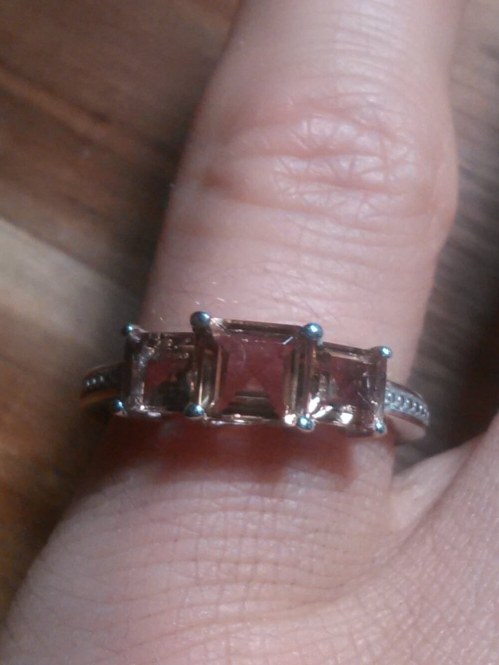 Autumn Alexite Trilogy Platinum Over Sterling Silver Ring (Size 5)